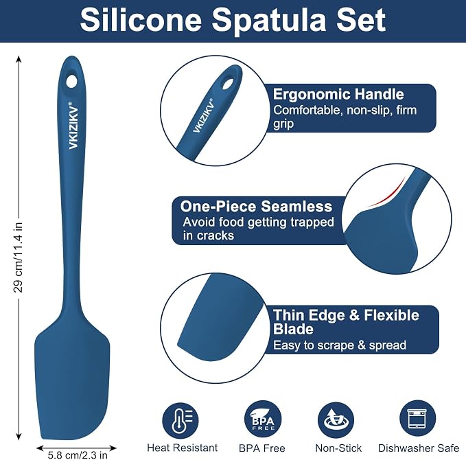 4 Pcs Silicone Spatula Set, 11.4 In, 600°F Heat Resistant Rubber Spatulas - Image 2
