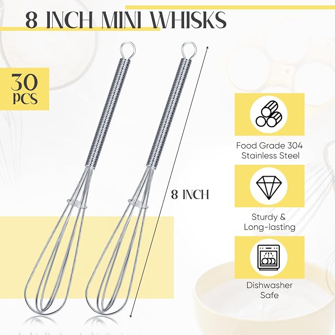 Baderke 30 Pcs Mini Whisk Bulk Small Whisks - Image 2