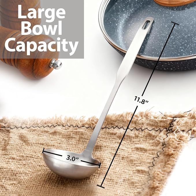 Professional Stainless Steel Soup Ladle, 11.8" Comfort Grid, Long Ergonomic - Image 2