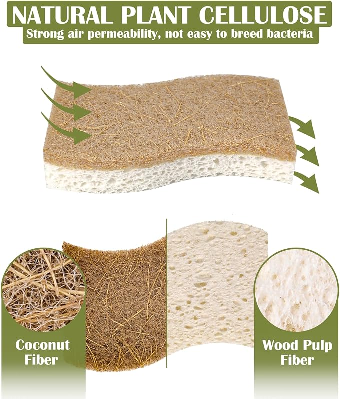 DEBETOOL 14Pack Natural Kitchen Sponge, Eco-Friendly Dish Sponge - Image 3