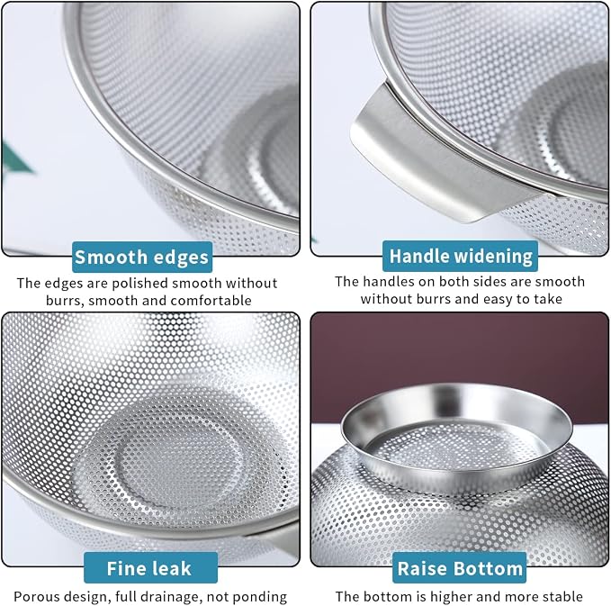 Kyraton Stainless Steel Colander 5 Quart, Professional Strainer - Image 7