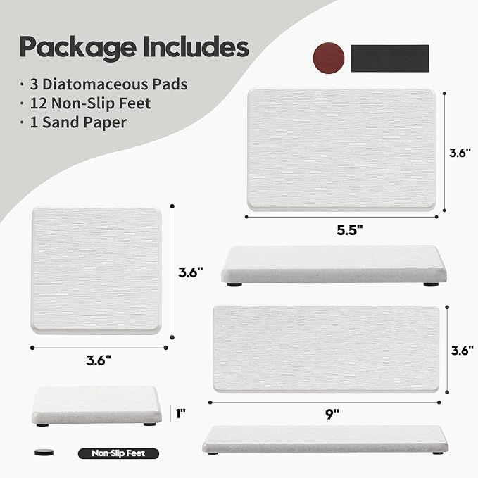 Razborci 3PCS Bathroom Sink Vanity Trays, Quick Stone Drying Mat Dish Soap - Image 4