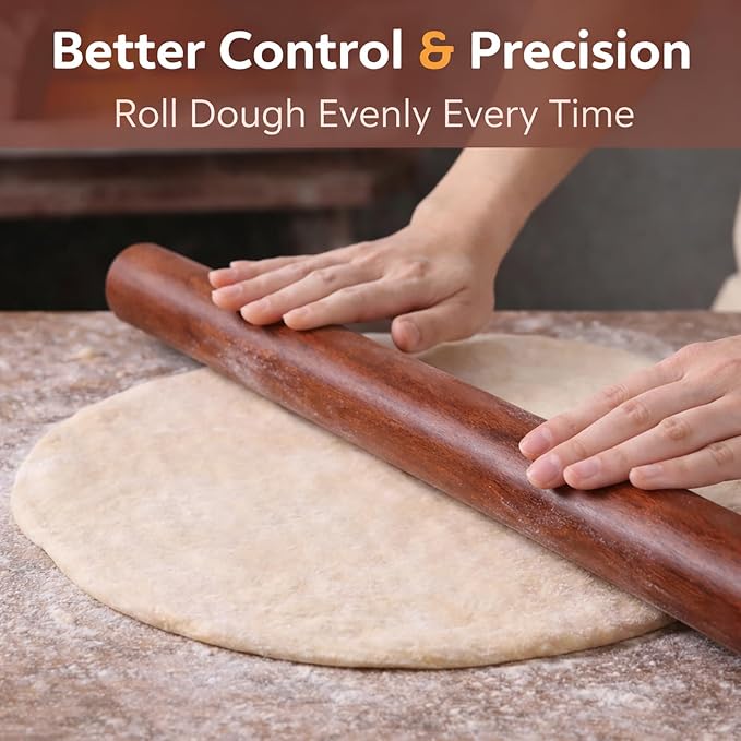 16.5 Inch French Rolling Pin, Wooden Dough Roller - Image 7