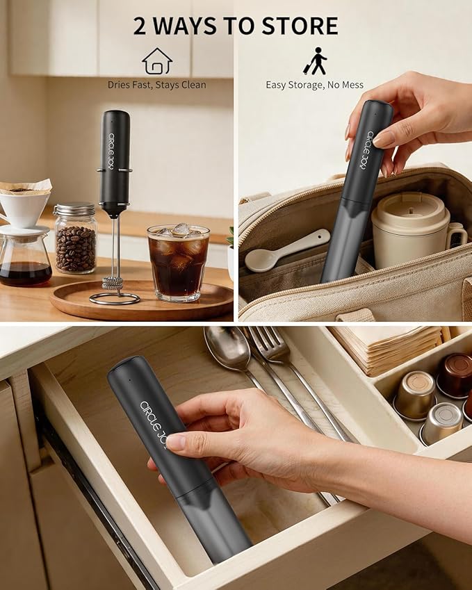 CIRCLE JOY Rechargeable Milk Frother Hanheld - Image 6