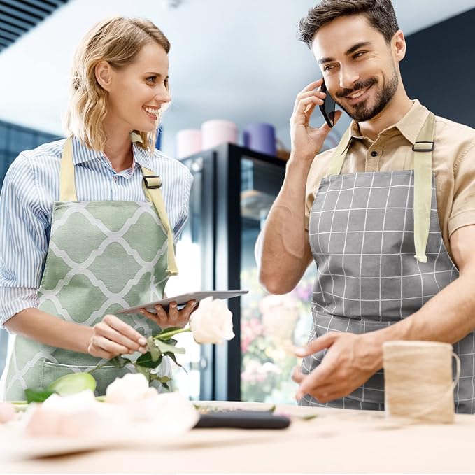 NLUS 2 Pack Kitchen Cooking Aprons, Adjustable Bib Waterproof Chef Apron - Image 2