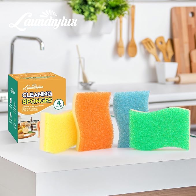 LAUNDRYLUX Scrub Sponge, 8 Pack Dual-Sided Temperature-Responsive Scrubber - Image 7