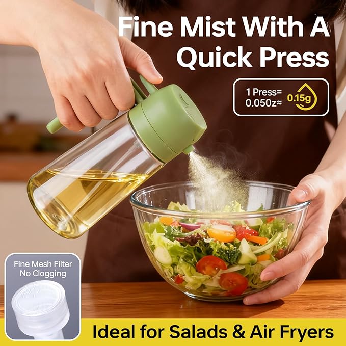 2Pcs Glass Oil Sprayer for Cooking 16oz/470ml, Kitchen Gadget for Air Fryer - Image 2