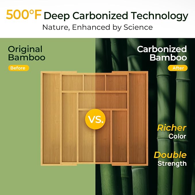 keechee 6-Piece Bamboo Drawer Organizer Set, 2.2" Deep Multi-Use Organizers - Image 4