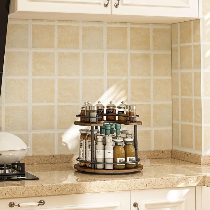 2 Tier Lazy Susan Organizer, 2-Tier Spinning Spice Rack - Image 8