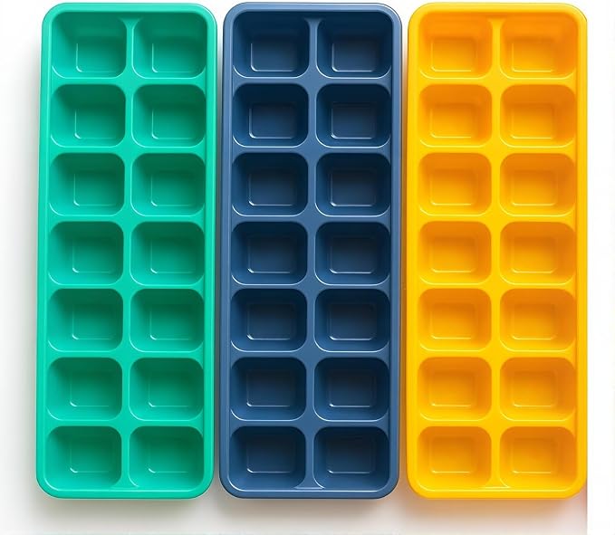 Reusable Flexible Easy Release White Ice Cube Tray, Durable Plastic Stackable - Image 2