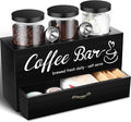 3 Pcs Coffee Canister Set with Shelf and Spoon Plastic Coffee Bean Storage by Skybooly