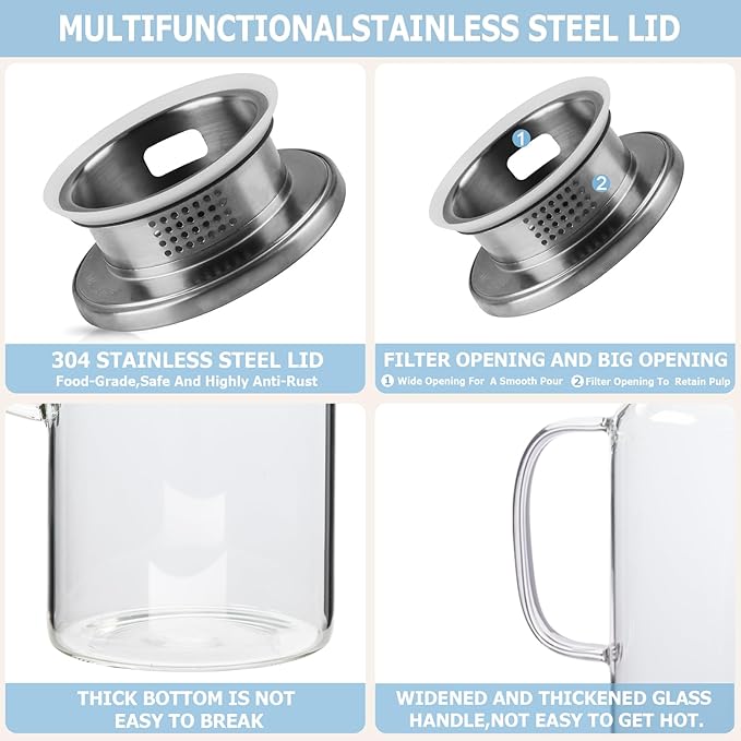Yirilan Glass Pitcher, 2 Liter Water Pitcher - Image 5