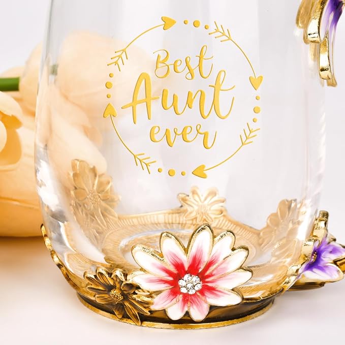 OEAGO Gifts for Aunt from Niece Nephew Tea Cup Cool Birthday Gift Enamel Flower - Image 4