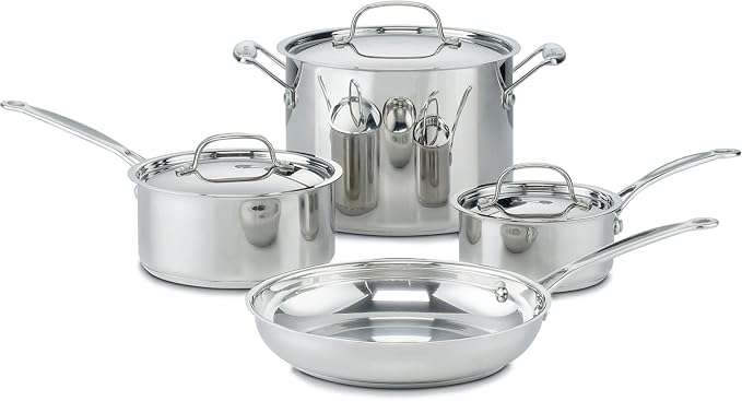 Cuisinart 7-Piece Stainless Steel Pots and Pans Set, Cookware Set Compatible by Cuisinart