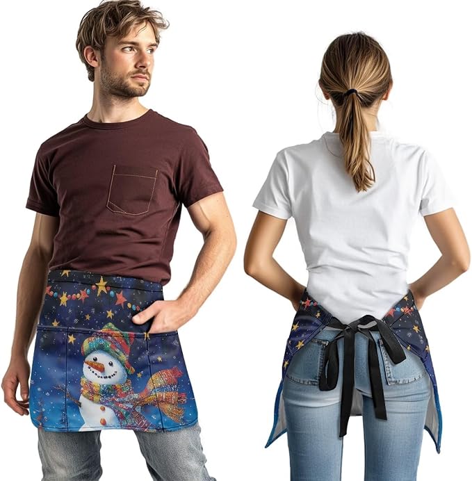 Server Apron with 3 Pockets, Waterproof Oil Waitress Waiter Half Apron - Image 3