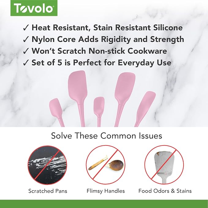 Tovolo Flex Core 5 Piece Silicone Spatula Set Heat Resistant All Silicone - Image 3
