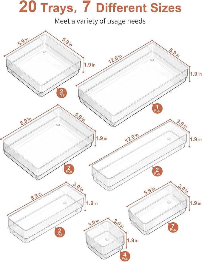 SMARTAKE 20-Piece Drawer Organizer - Image 2