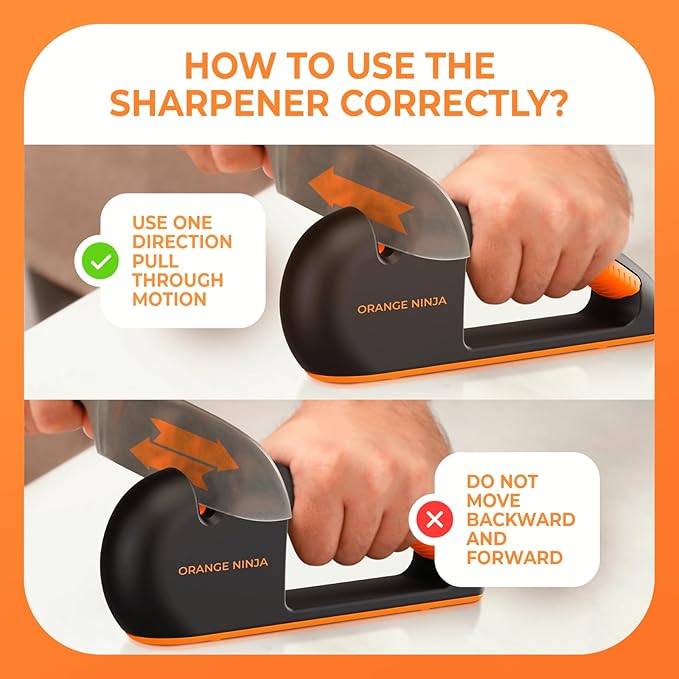Orange Ninja 4-Stage Knife Sharpener & Serrated Knife Sharpener– Repairs - Image 4