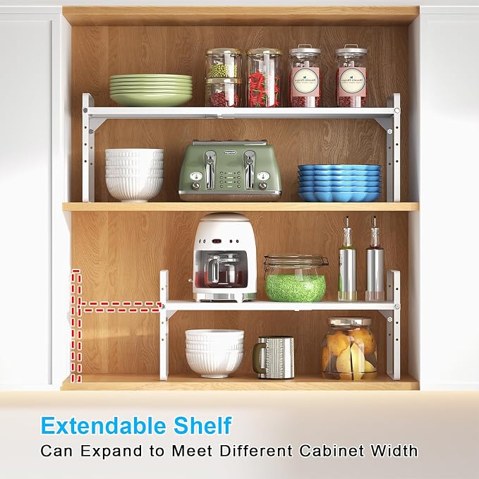 15.5 to 25.5 Inch Kitchen Cabinet Shelf Organizers, Adjustable Kitchen Counter - Image 3
