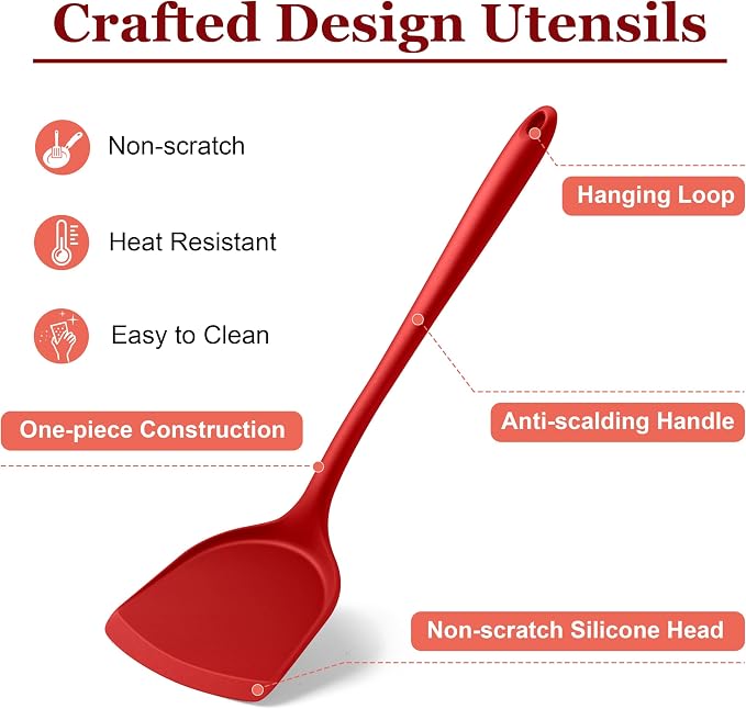 LIANYU 8-Piece Kitchen Utensils Set, Silicone Cooking Utensil Spatula Sets - Image 4