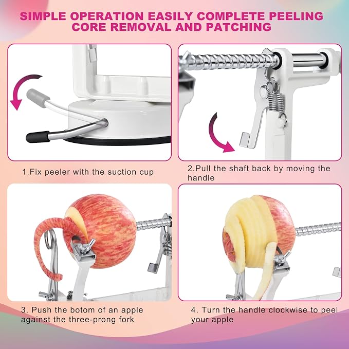 Apple Peeler, Slicer Corer Potato Peelers 3 In 1, Stainless Steel Heavy Duty - Image 5