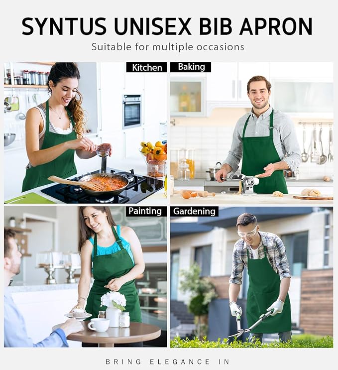 Syntus Apron for Men Women, Adjustable Cooking Kitchen Chef Aprons - Image 7