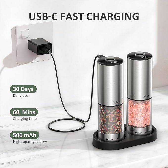 Rechargeable Electric salt and pepper grinder set - Image 3