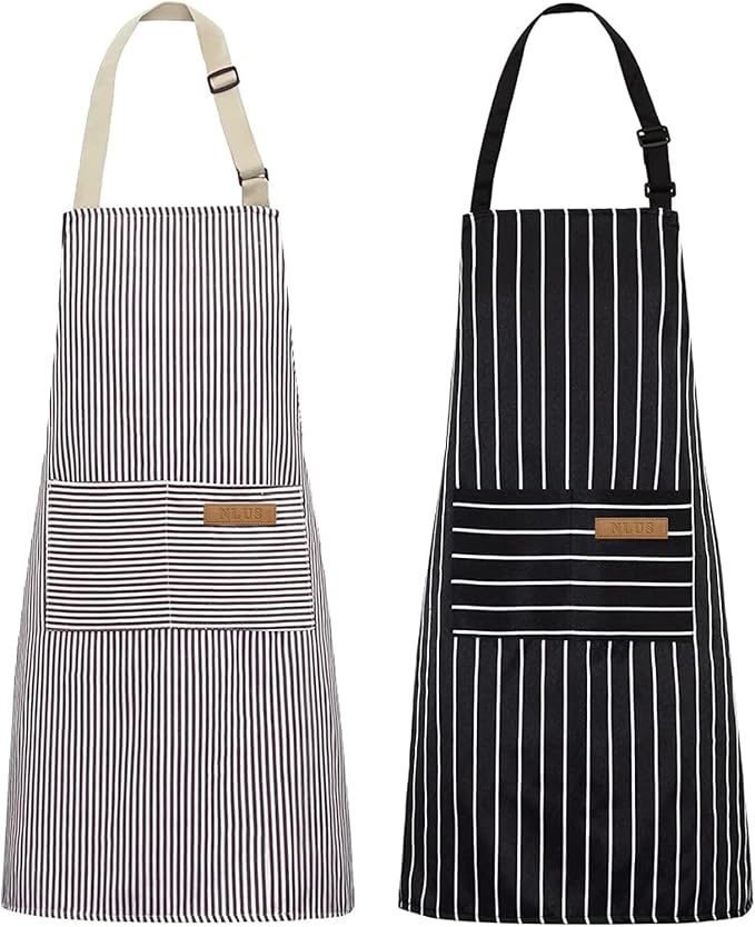 NLUS 2 Pack Kitchen Cooking Aprons, Adjustable Bib Soft Chef Apron by NLUS