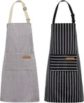 NLUS 2 Pack Kitchen Cooking Aprons, Adjustable Bib Soft Chef Apron by NLUS