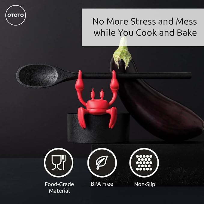 OTOTO Red The Crab Silicone Utensil Rest - Image 2
