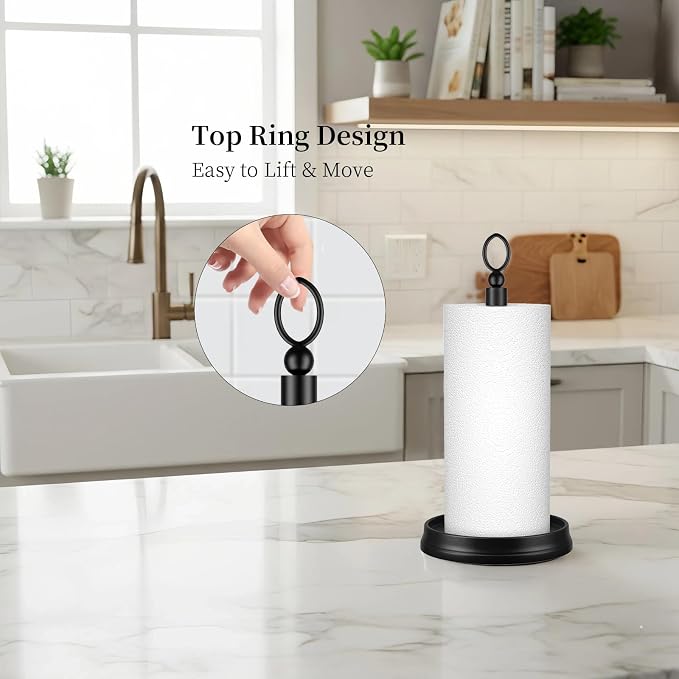 KASUNTO Paper Towel Holder Steel Paper Holder countertop，Black Paper Towel - Image 2