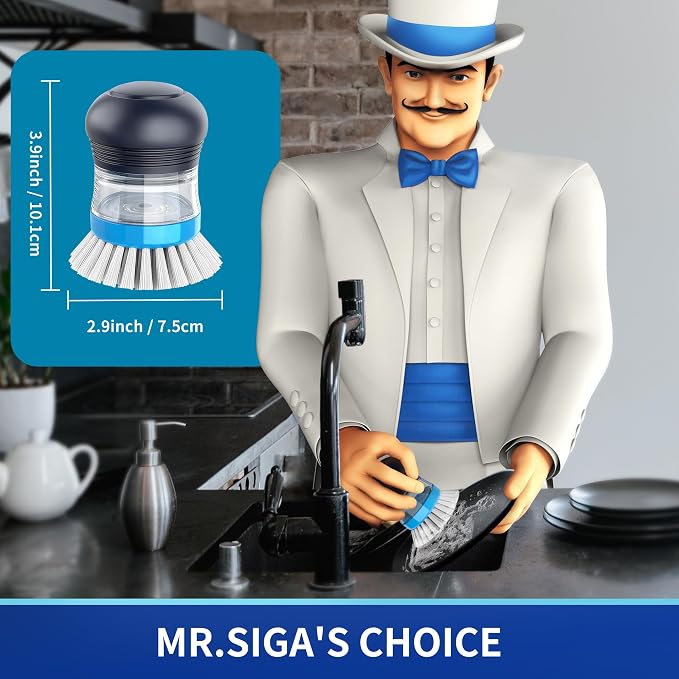 MR.SIGA Soap Dispensing Palm Brush, Kitchen Brush - Image 2
