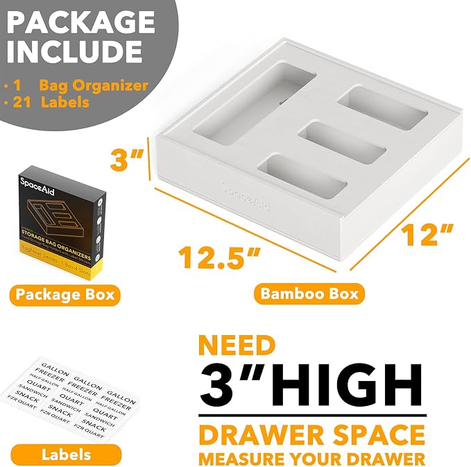 SpaceAid Bag Storage Organizer for Kitchen Drawer, Bamboo Organizer, Compatible - Image 3