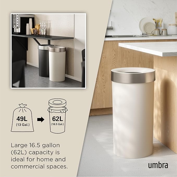 Umbra Vento Kitchen Trash Can – Large 16 Gal Open Top Garbage Can - Image 5