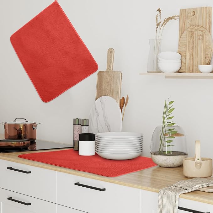 Hushee 2 Pack Extra Large Dish Drying Mat Microfiber Absorbent Dish Drying Pad - Image 4
