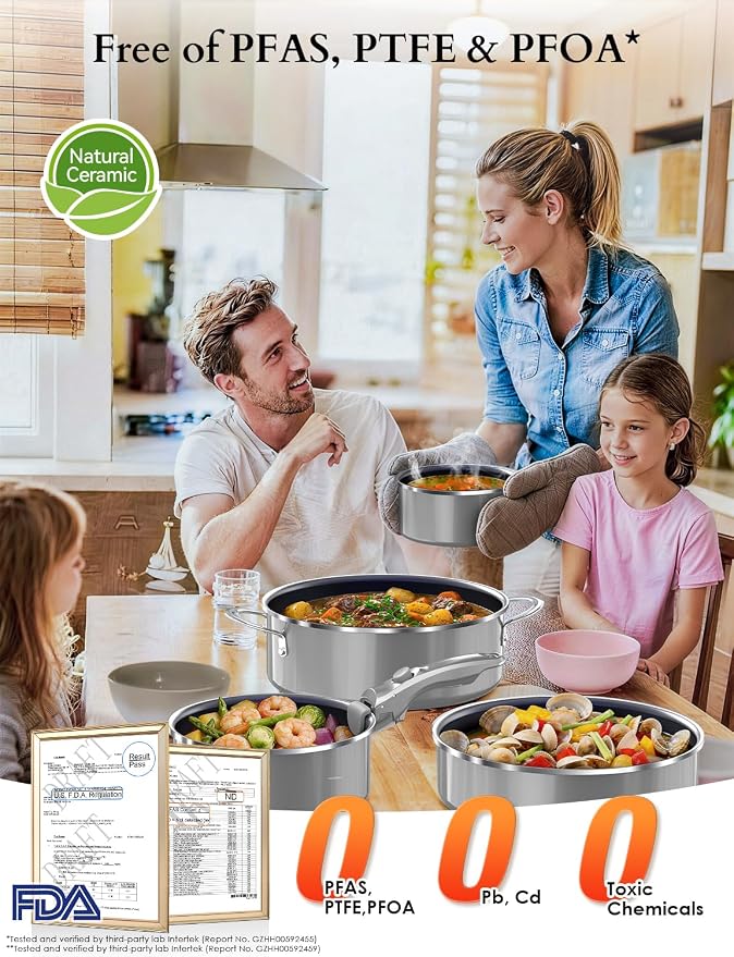 DUXANO Ceramic Pots and Pans Set Non Stick, 2026 Upgraded Hybrid Frypan - Image 6