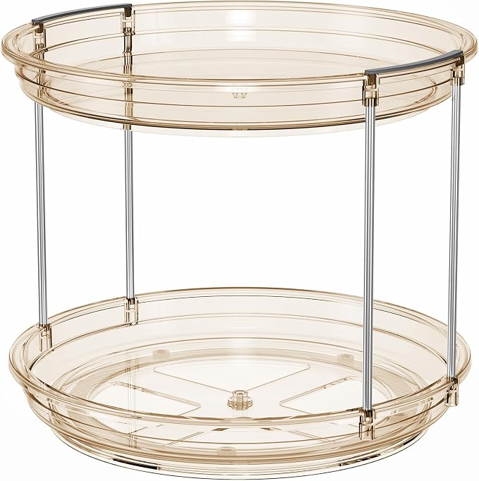 LAMU 2 Pack 2 Tier Lazy Susan Turntable Organizer 10.6'' Rotating Spice Rack - Image 9