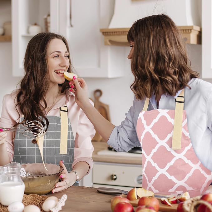 2 Pieces Aprons for Women with Pockets, Cotton Linen Waterproof Kitchen Cooking - Image 5