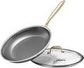 Nonstick Frying Pan with Lid 12-Inch, Durable Stainless Steel Skillet, by XBM
