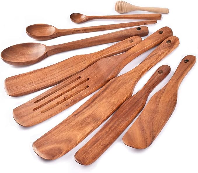 Spurtle Set, Wooden Spurtle Set of 9, Wooden Spoons by Gudamaye-WoodenUtensilsSets