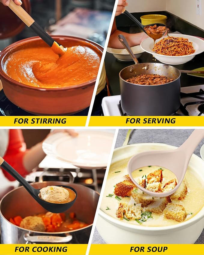 Pack of 2 Soup Ladle, Silicone Ladle Spoon - Image 4