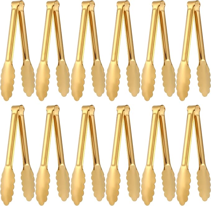 Dimeho 12 Pack Stainless Steel Buffet Tong Gold Serving Tongs 9 Inch Buffet by Dimeho