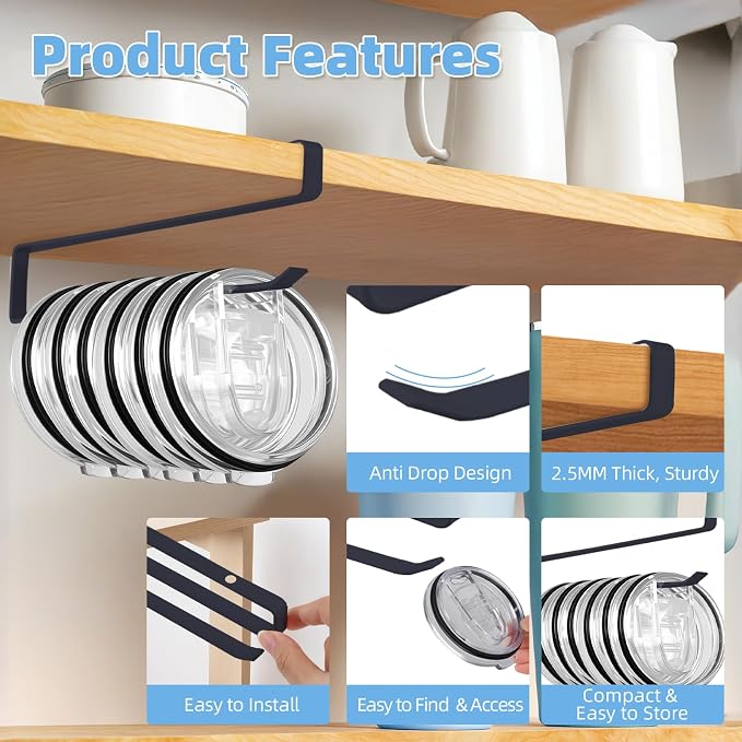Tumbler Lid Organizer, 2 Pack for Yeti Lid Organizer, Space Saving Water Bottle - Image 4