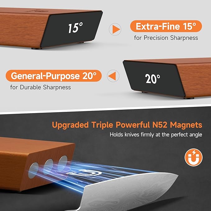 Rolling Knife Sharpener, Diamond & Ceramic Disc, 15° & 20° Magnetic Angle - Image 4