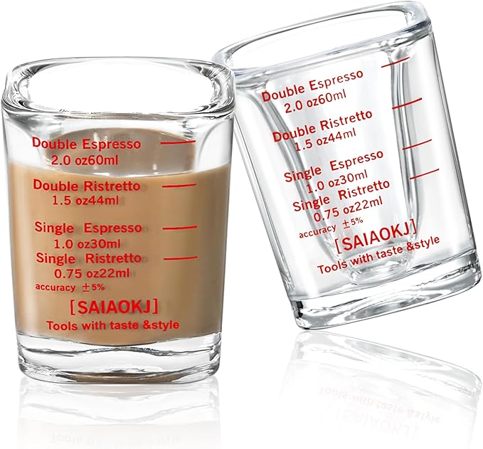 Shot Glasses Measuring Cup Set 2PACK Espresso Shot Glasses Liquid Heavy Glass by SAIAOKJ