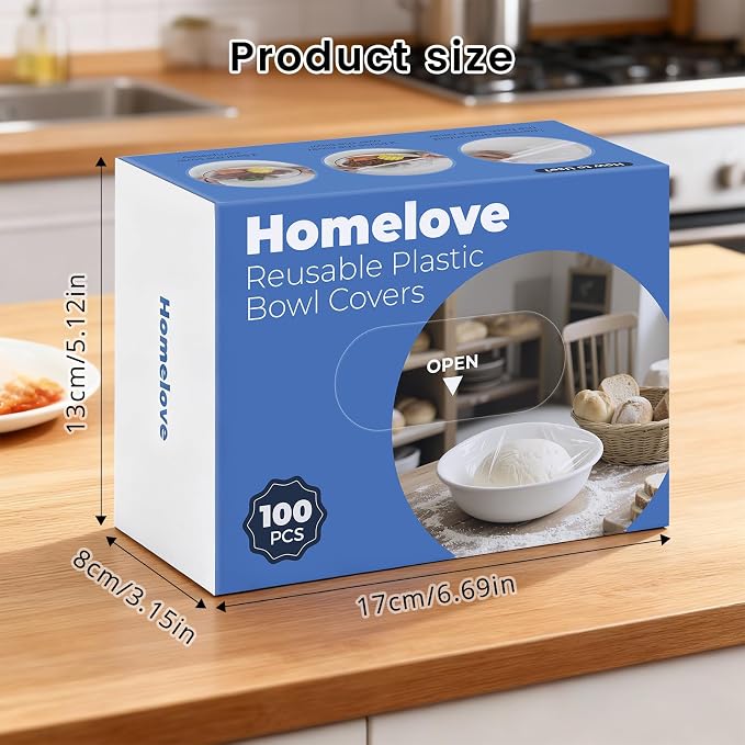 Homelove 100pcs Plastic Bowl Covers Food Cover Dish Covers, Reusable Elastic - Image 6