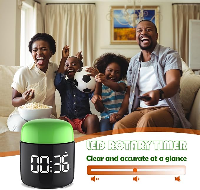 Table Twist Timer, Large LED Display Stopwatch, Silent & Loud Alarm, 199 Minute - Image 2