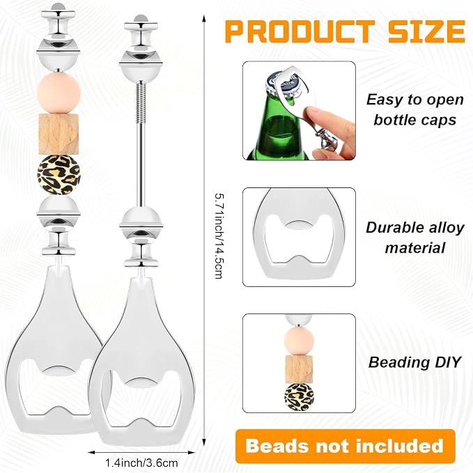 FoldTier 6 Pcs Beadable Beer Opener Reusable Bottle Opener Decorative - Image 2