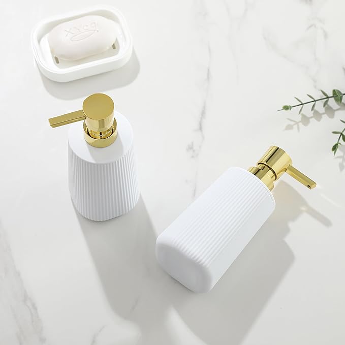 Small Soap Dispenser for Bathroom and Kitchen, Modern Farmhouse Striped Style - Image 6