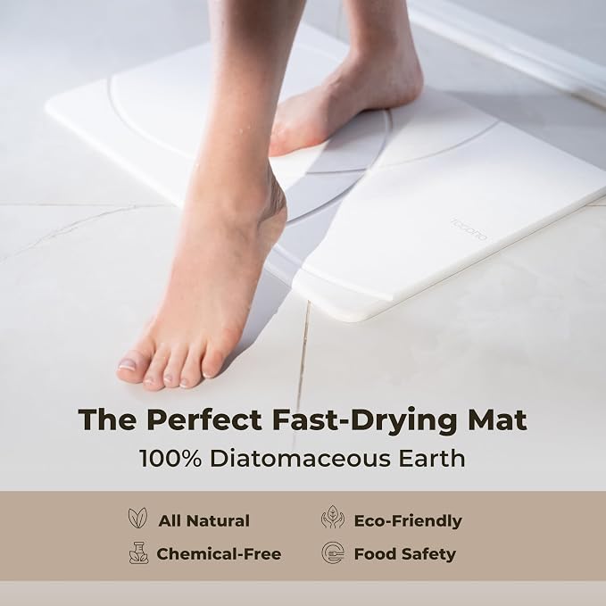TOSORO - Stone Bath Mat Diatomaceous Earth Shower Mat Non-Slip Super Absorbent - Image 4